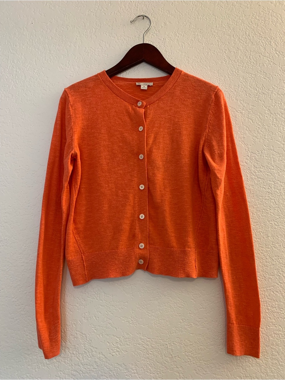 Vintage Gap Orange Crewneck Button Cardigan 100% Cotton XS